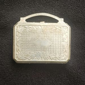 Antique / Vintage Silver Plated Makeup Mirror Case